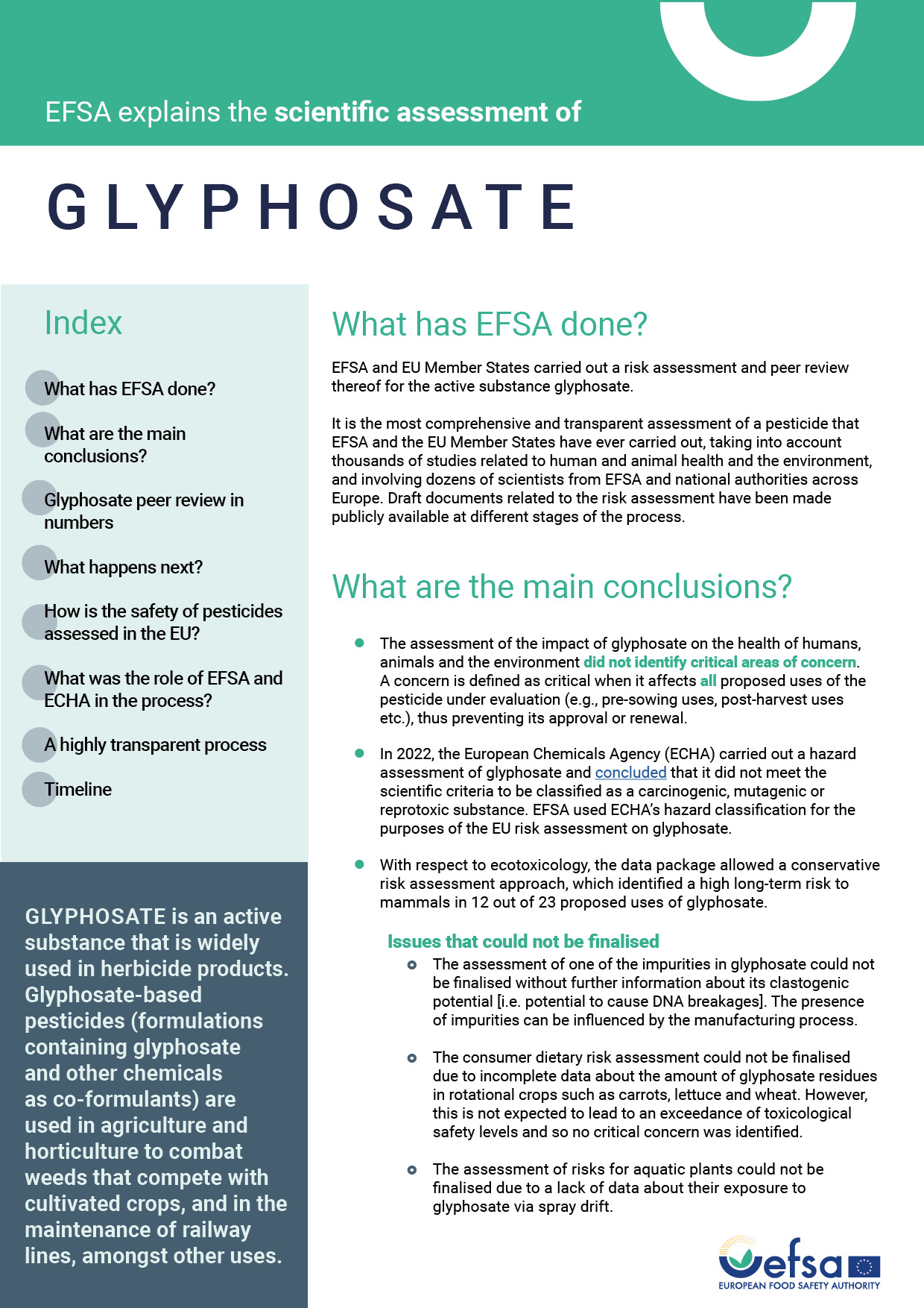 EFSA explains the scientific assessment of glyphosate EFSA